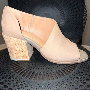 Sava Womens Bentley Dorsay Block Heels Shoes Beige Leather Slip On 8.5